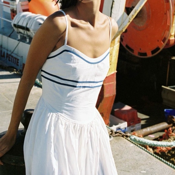 Ciao Lucia White and Blue Spaghetti Strap Sundress